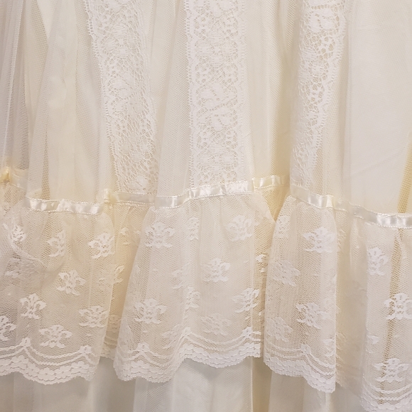 Vintage Dress Prairie Lace 1970s 1980 Union Made USA Nylon Fabric XS - Picture 9 of 11